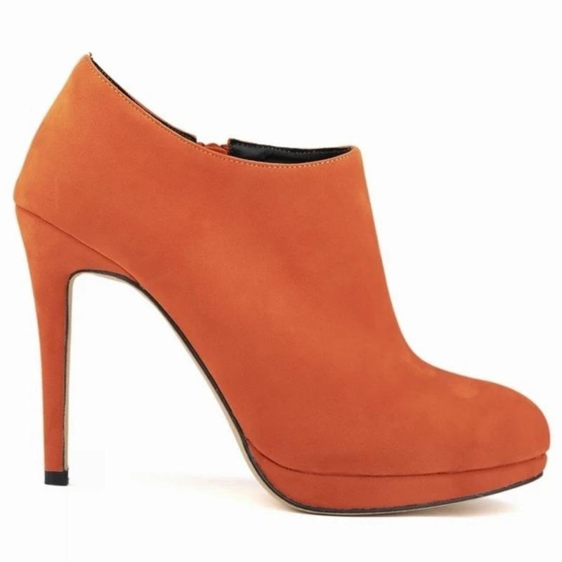 

Loslandifen Искусственный бархат Платформа Высокий каблук Женские Осенние Зимние Повседневные Ботильоны 35 оранжевый