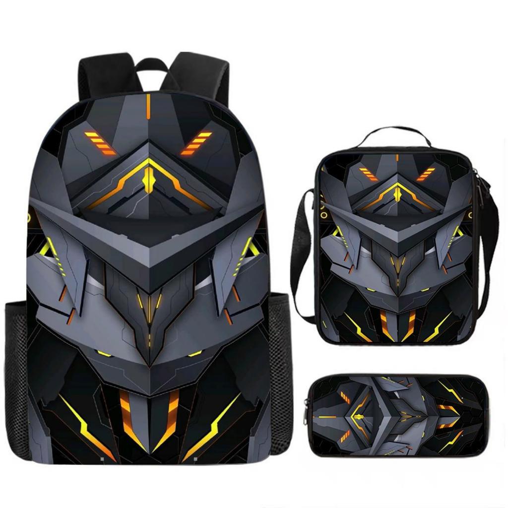 Conjunto de Mochila Escolar Mecânica Infantil - Mochila Escolar de Grande Capacidade com Bolsa de Ombro e Estojo para Estudantes