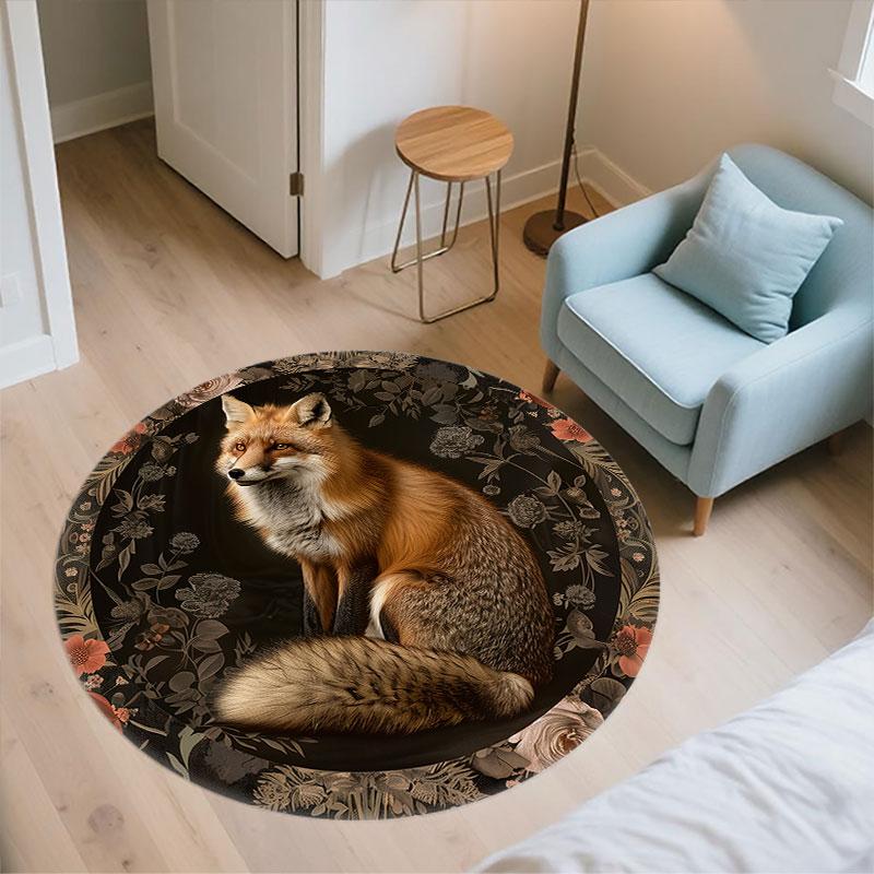 Pigs, Foxes, Rabbits & Llamas pattern round rug,Carpet Rug for Living Room Bedroom Playroom ,Non-slip Floor Mat,Holiday Gifts and Birthday Gifts.