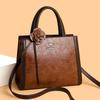 Elegant Faux Leather Tote Bag with Flower Decoration and Adjustable Shoulder Strap