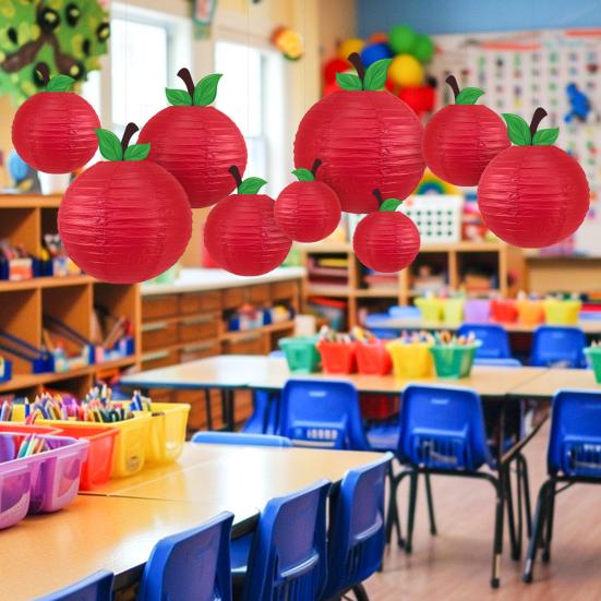 Fruit Lantern Chinese Style Red Fruit-Shaped Hanging Paper Lantern Decoration for Back To School Classroom Home Party Decor