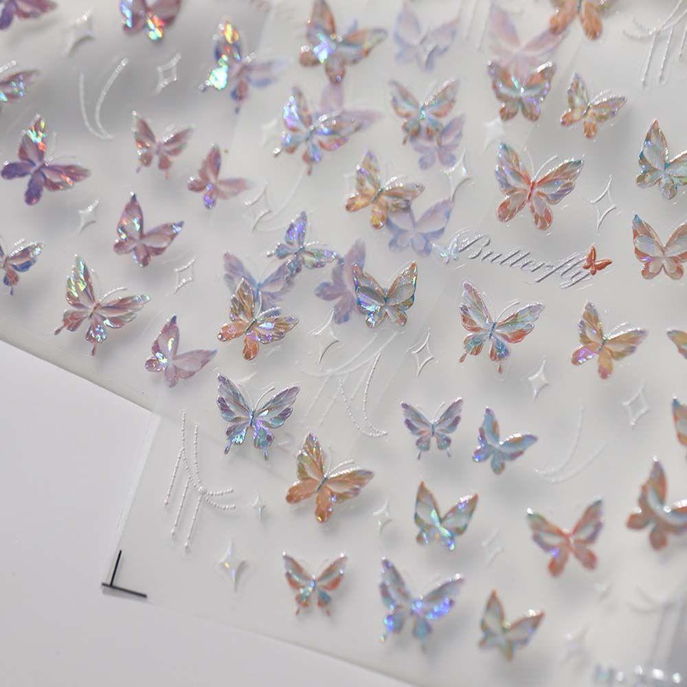 Nail Accessories Bronzing Butterfly Nail Decals White Stars Butterfly Nail Decorations  Nail Salon