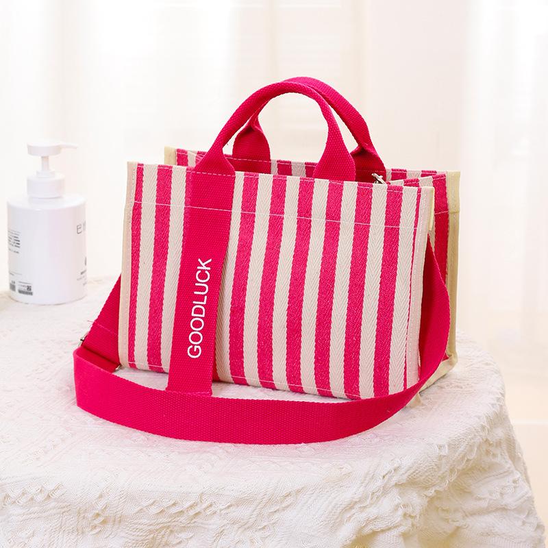Sle Casual Canvas-Tragetasche Wasserdichte Pendler-Umhängetasche Modische Gestreifte Große Kapazität Handtasche für Jugendliche