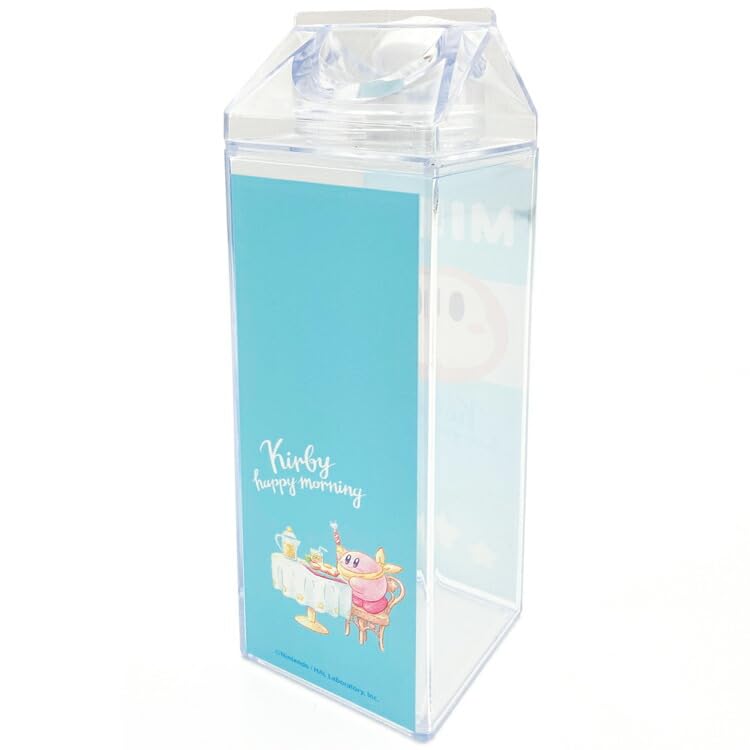 Ensky Kirby's Happy Morning Milk Carton-Style Bottle, Approx. 205 x 55 x 55mm, Body: Polystyrene, Cap: Polypropylene