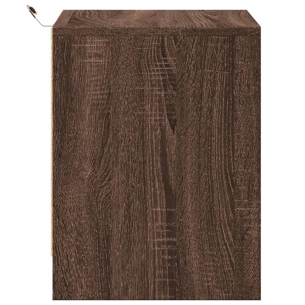 Nightstand with LED Lights Brown Oak Effect Wood Based Material