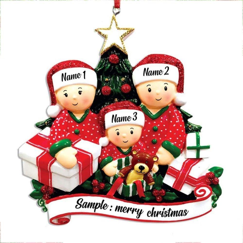 Cute Christmas Family Ornament DIY Christmas Tree Hanging Ornament Snowman Flat Pendant New Year