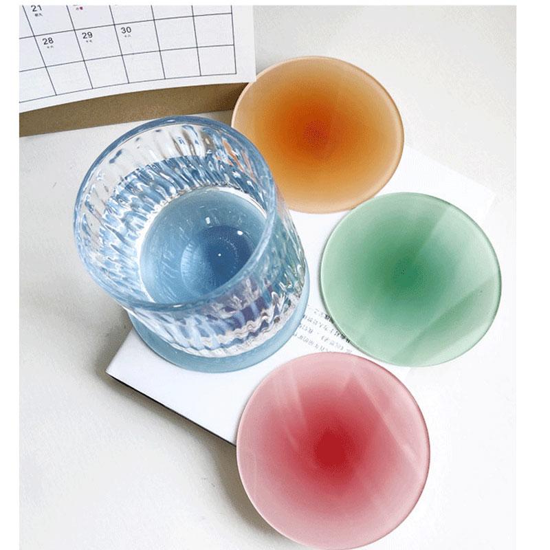 1PCS Gradient Color Drink Cup Coasters for Acrylic Round Heat Insulation Coffee Mugs Pad Kitchen Tableware