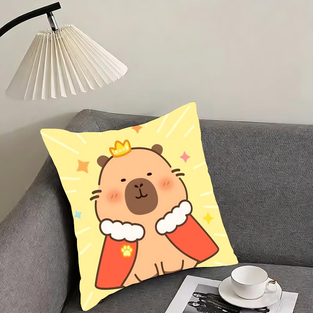 Cute Cartoon Capybara Cushion Cover Pillowcase Ultra Soft Skin Friendly Fabric Cloud Like Comfort Concealed Zipper