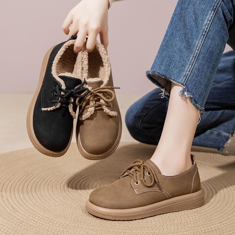 2025 Winter Shoes Women Flat Cotton Shoes Non-slip Brand Ladies Warm Plush Shoes Soft Casual Plus Size 41