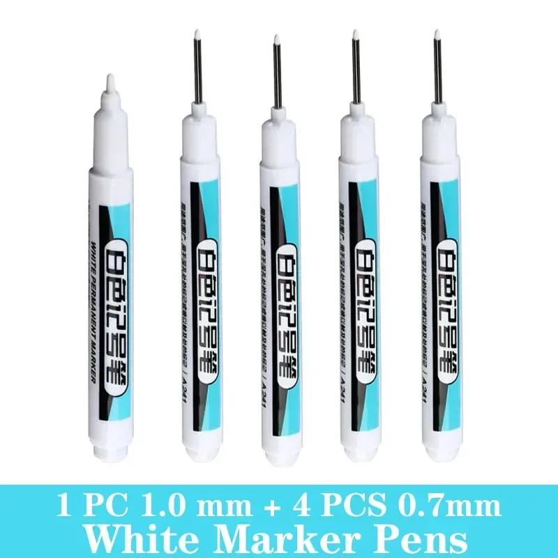 1/3/5 PCS White Paint Markers Pens Oily Waterproof Plastic Large Capacity White Marker School Supplies Stationery 0.7/1.0/2.5mm