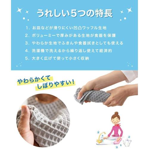 Two TEIJIN Dish Drying Mats (40cm X 45cm) - Made In Japan, Absorbent, Quick-Drying, Antibacterial, Microstar, Gray
