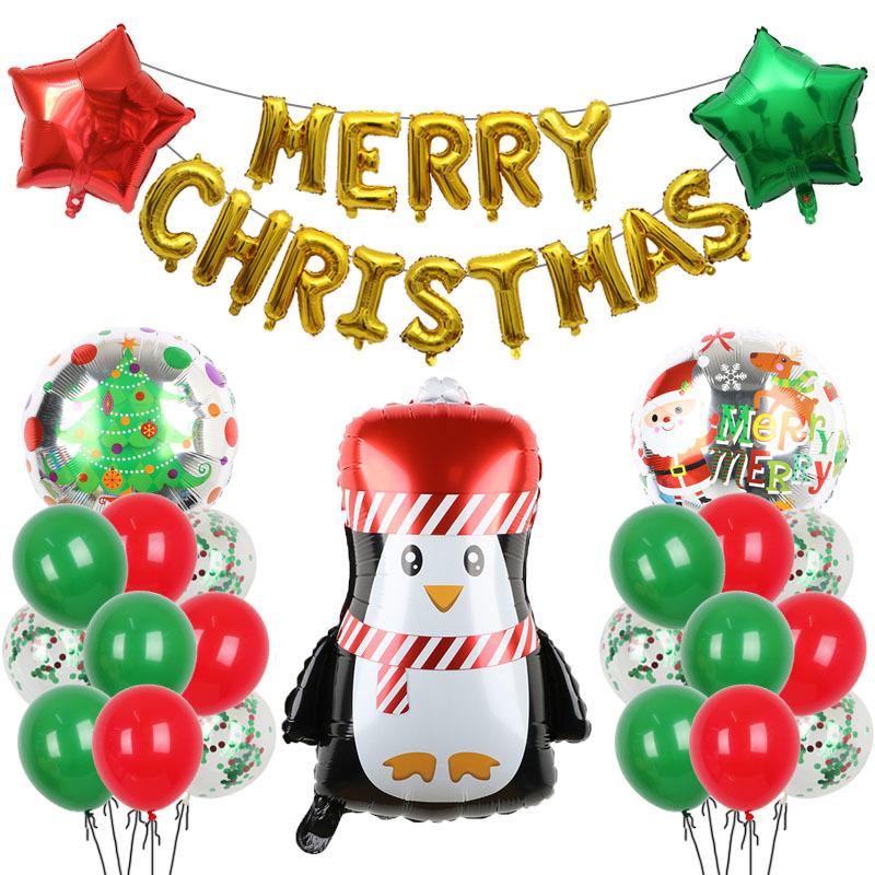Christmas Decoration Balloon Set Smiling Snowman Elk New Year Arrangement Christmas Tree Party Decoration