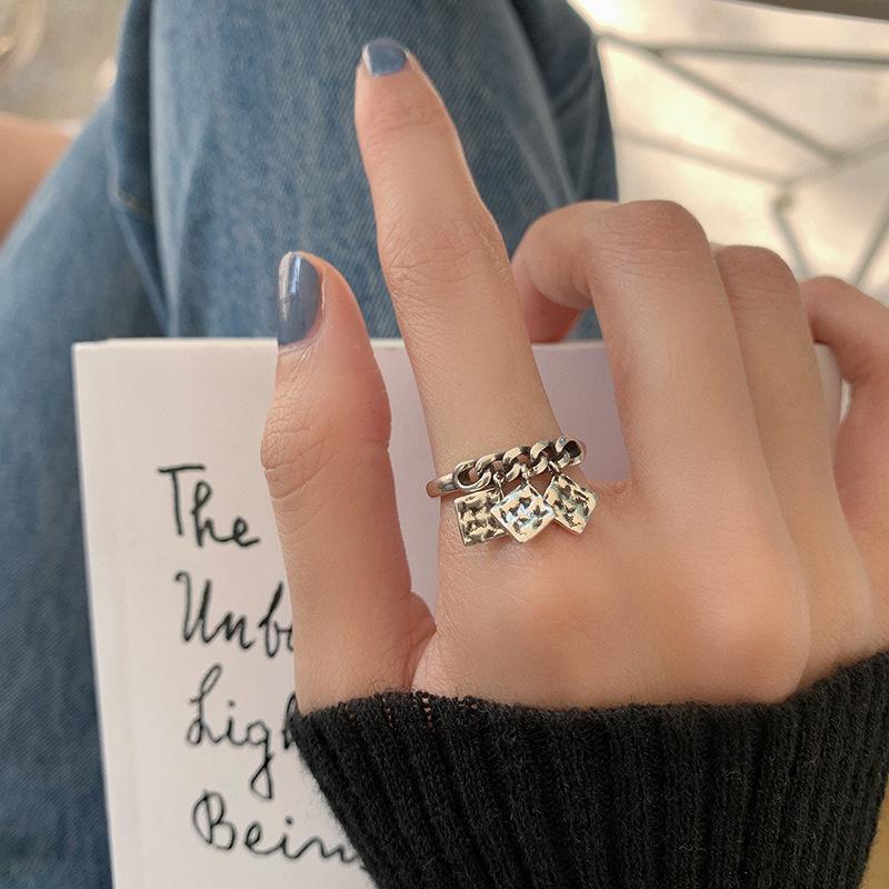 925 Sterling Elegant Silver Retro Geometric Wide Ring Handmade For Unique Gift