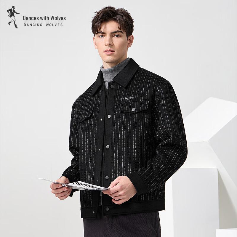 Dancing with Wolves Men's Graphene Striped Wool Blend Jacket