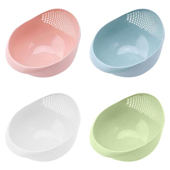 4Pcs Plastic Colander Rice Washer Vegetable Strainer with Fine Mesh Food-Grade Stackable