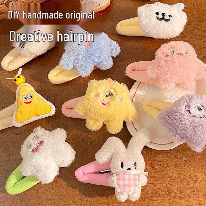 Handmade Bow Cat Hair Clip - Creative Plush Doll Headwear Accessory