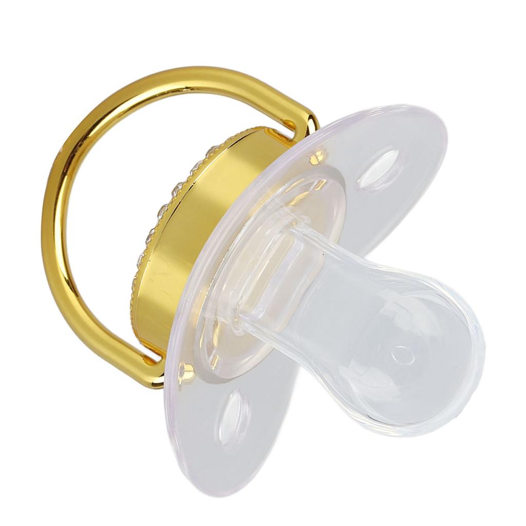 Baby Pacifier Teething Golden Rhinestone Nipple Letters Pacifier for Baby Baptism Bathing