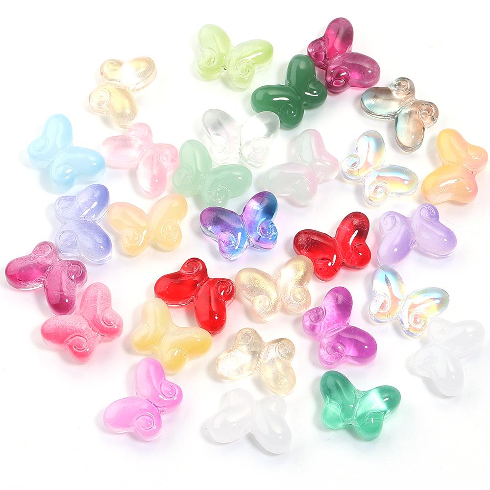 

50pcs Butterfly Lampwork Beads 10x15mm Colorful Glass Loose Beads For Jewelry Making DIY Necklace Earrings Keychain Accessories