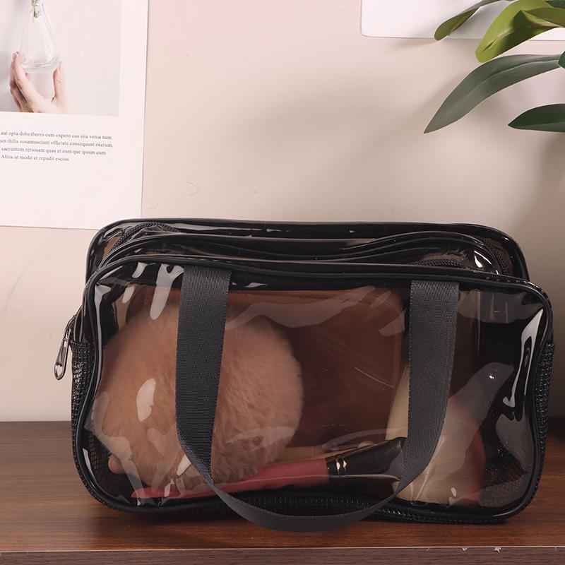 1 Stück doppelstöckiger Kosmetik-Organizer mit großer Kapazität, tragbare Reise-Waschtasche für Damen, transparente wasserdichte Make-up-Tasche