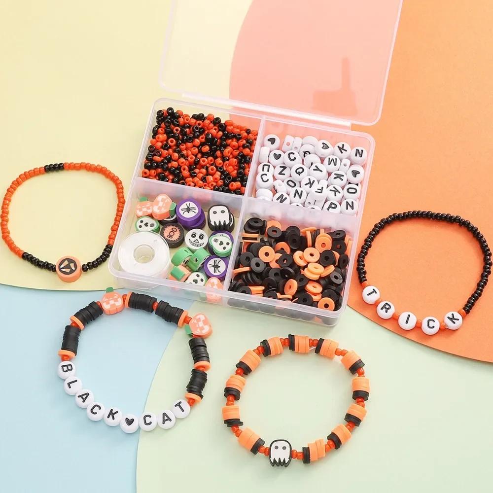 Halloween DIY Jewelry Making Kit Soft Clay Alphabet Beads for Crafting Unique Handmade Bracelets And Accessories