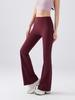New High-Waisted Peach Bell Bottom Yoga Pants with Tummy Control – Slimming, High Elastic Fit for Fitness & Pilates