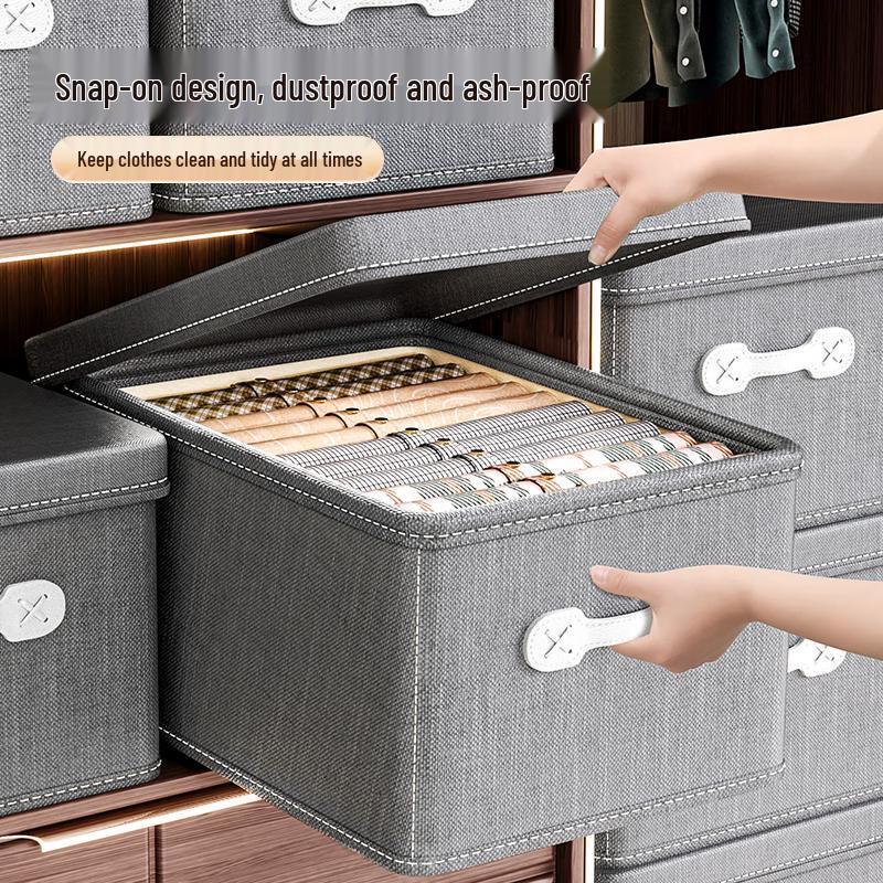 Foldable Cotton Linen Storage Box 35x28x18cm