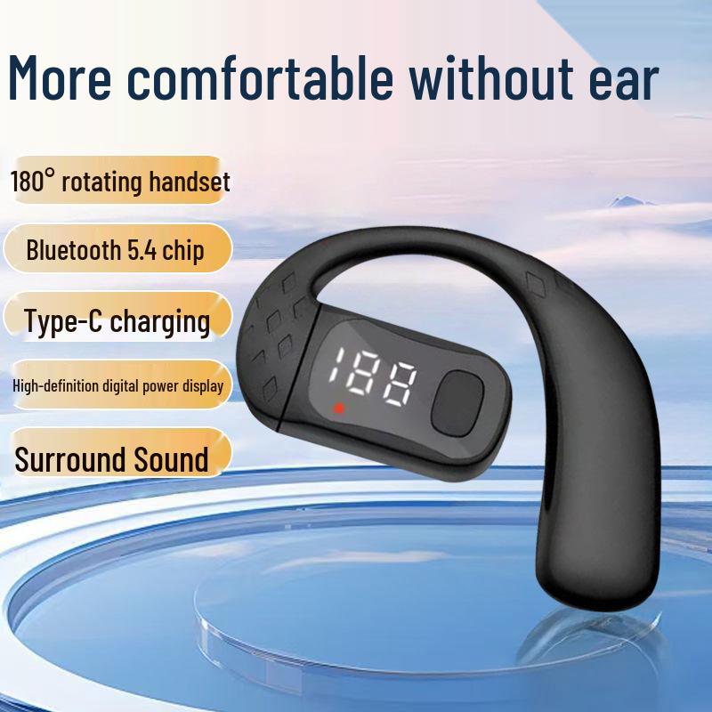 Universal Bluetooth Earphones: Over-Ear/In-Ear, Digital Display, Secure Fit for Sports, Suitable for Both Ears