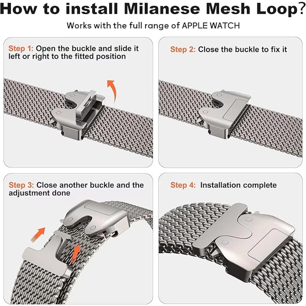Milanese Bands For Apple Watch Straps 49mm 46mm 44mm 45mm 40mm 41 42mm Parachute Bracelet iWatch Series 11 10 9 8 7 SE Ultra 2 3