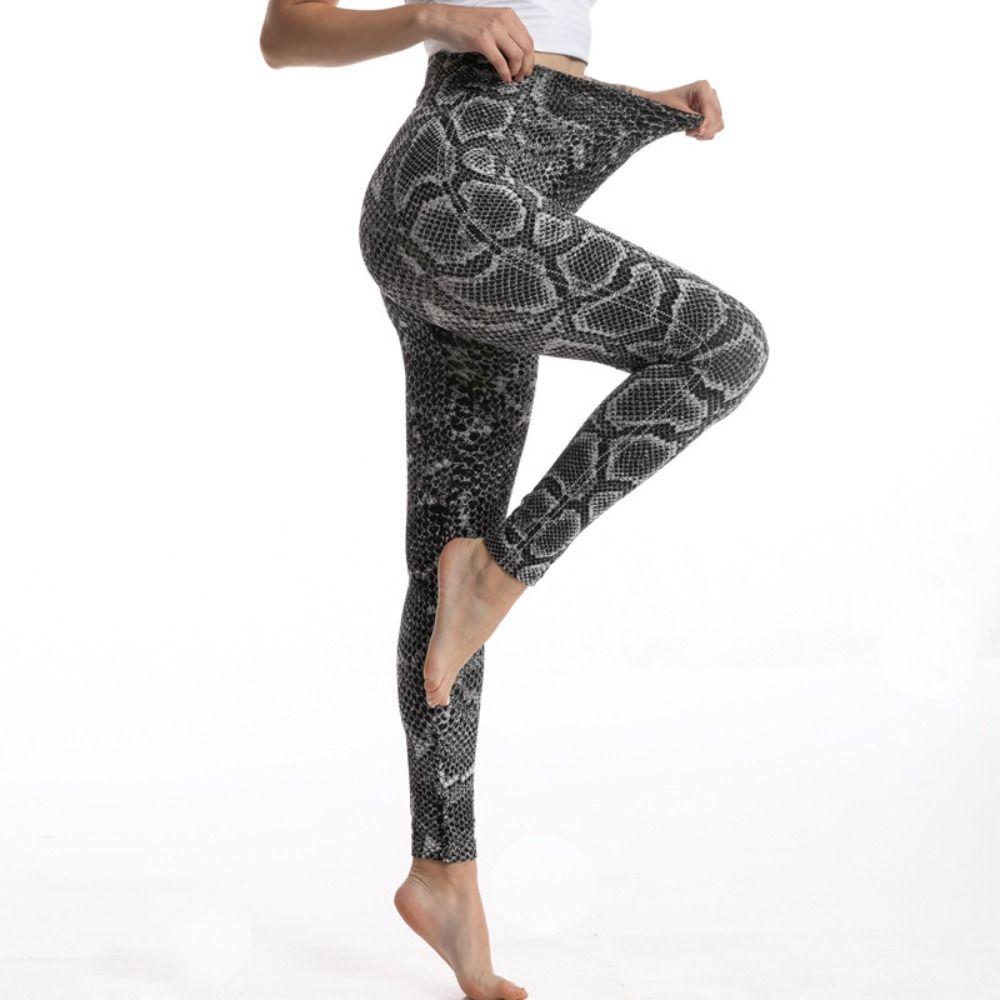 Seamless Snake Print Leggings Serpentine Tummy Control Trousers Fashion Active Wear