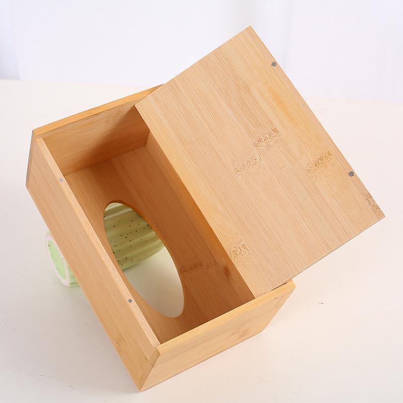 Bamboo Wood Paper Towel Box - Modern Desktop & Car Storage, Creative Bamboo Material, Suitable for Home.