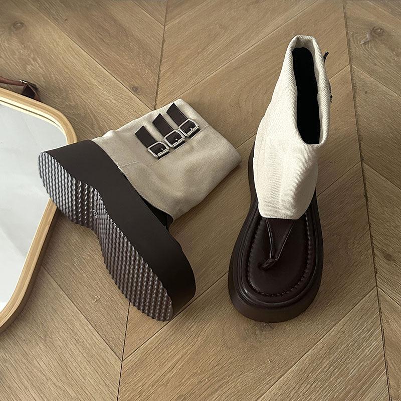 Thick-soled pinch sandals women's outer wear heightening summer 2025 new pinch-toed western denim stacking boots and pants tube cool boots