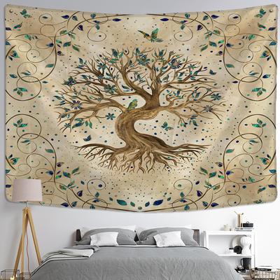 Tree of Life Art Tapestry Wall Hanging Bohemian Yoga Mat Large Sheets Psychedelic Witchcraft Hippie Home Bedroom Decor Aesthetic