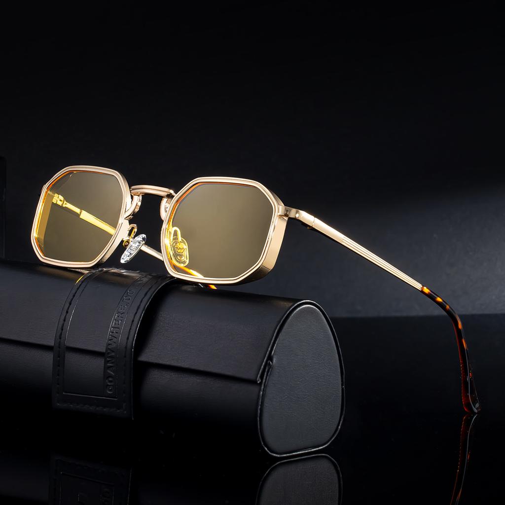 JYL TS Men's Retro Square - Metal-Temple Sun-Protective Shades KSL-98347