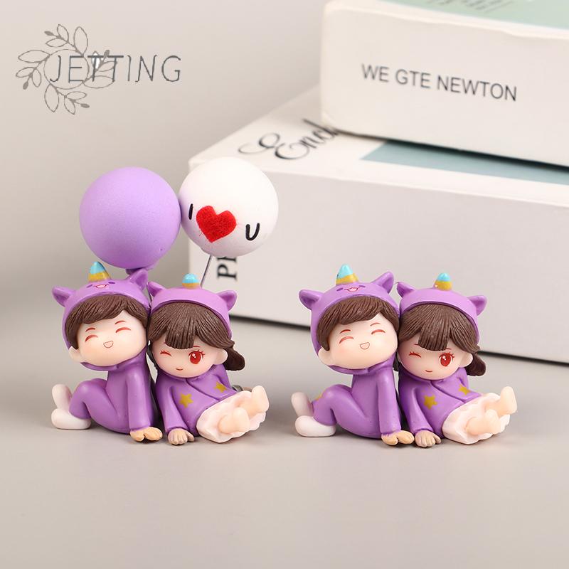 1 Paio Mini Innamorati Dolci Coppia Mano nella Mano Figurine Miniature Giardino delle Fate Muschio Terrari Artigianato in Resina Decorazione per la Casa
