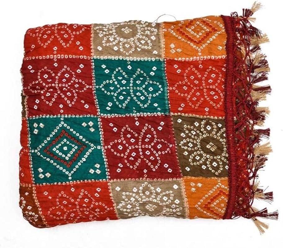 TreegoArt Fashion Women's Rajasthani Printed Traditional Silk Bandhej Dupatta Chunni Scarf