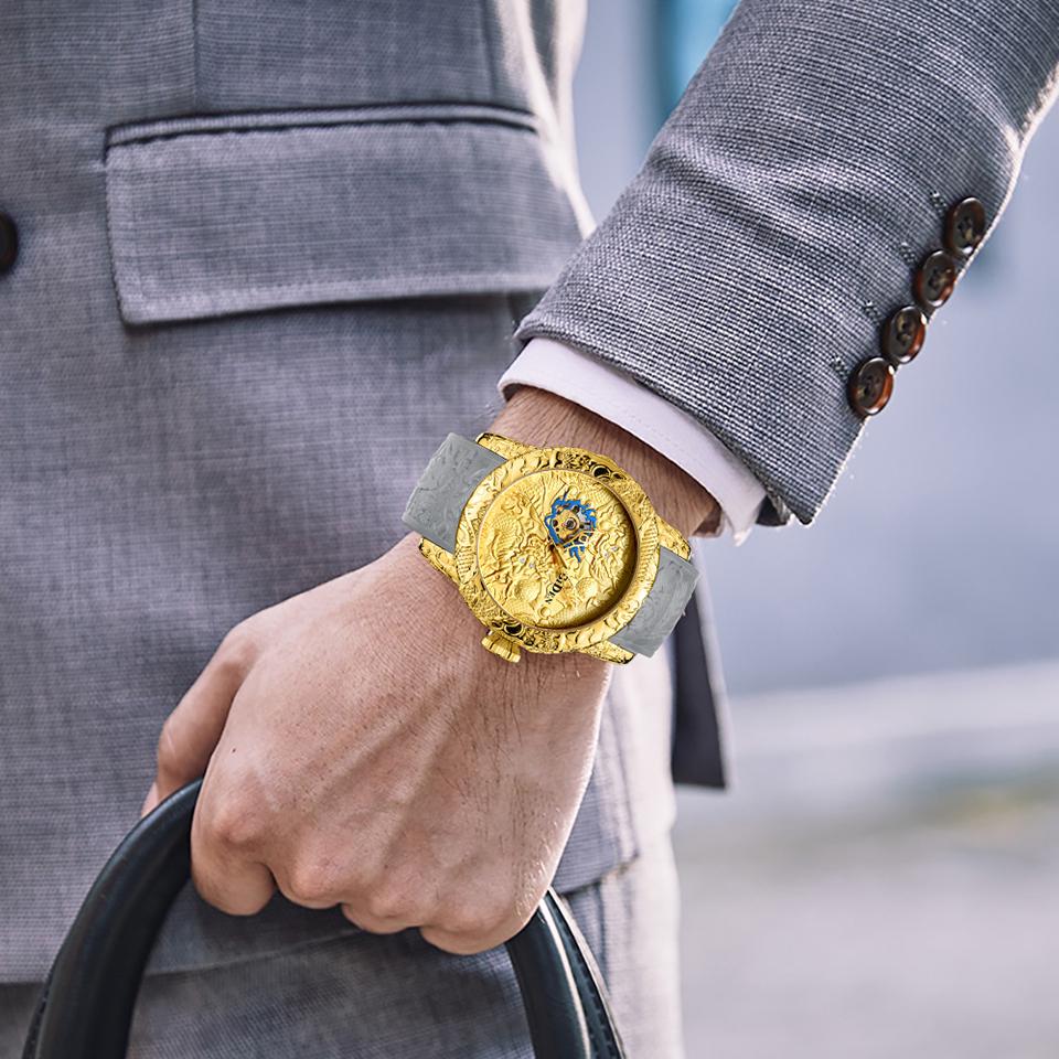 Mode Goldener Drache Skulptur Mechanische Uhren Herrenuhr Wasserdicht Großes Zifferblatt Sportuhren Herrenuhr Top Marke Uhr 2025 Geschenk