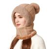 One-Piece Knitted Hat Women's Autumn Winter Thick Hat Scarf Mask One-Piece Wool Hat Cycling Windproof Warm Hat