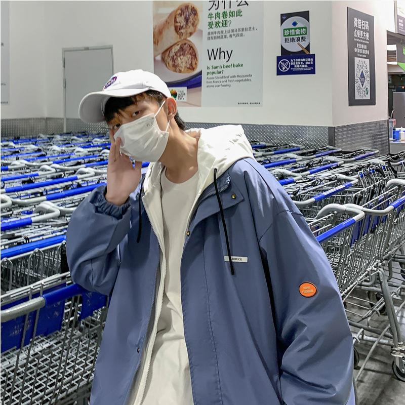 New Spring and Autumn Holiday Two-Piece Hooded Work Jacket Men's Trendy Large Size Clothes Couple Hong Kong Style Jacket