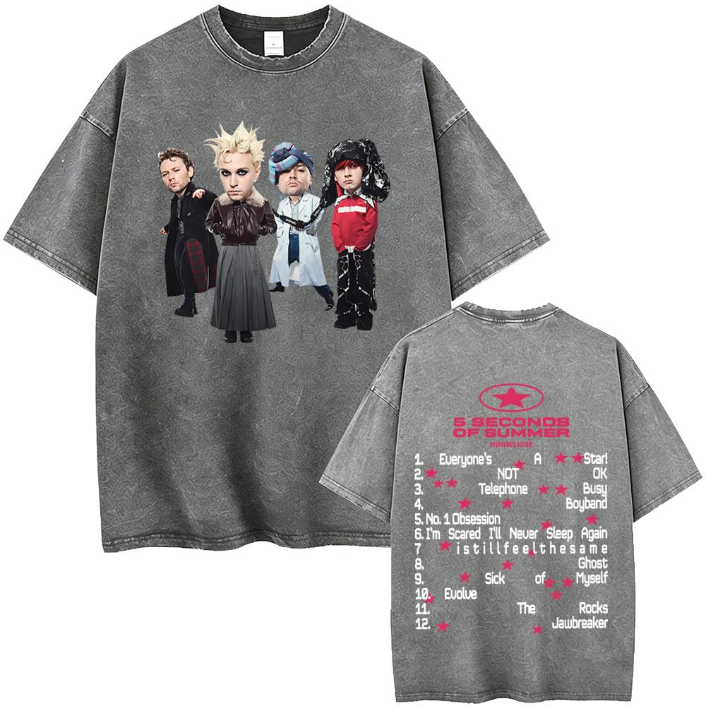 Washed Vintage 5 Seconds of Summer Everyones A Star World Tour 2026 Tshirt Men Women Clothing Pop Punk Rock Harajuku T Shirts