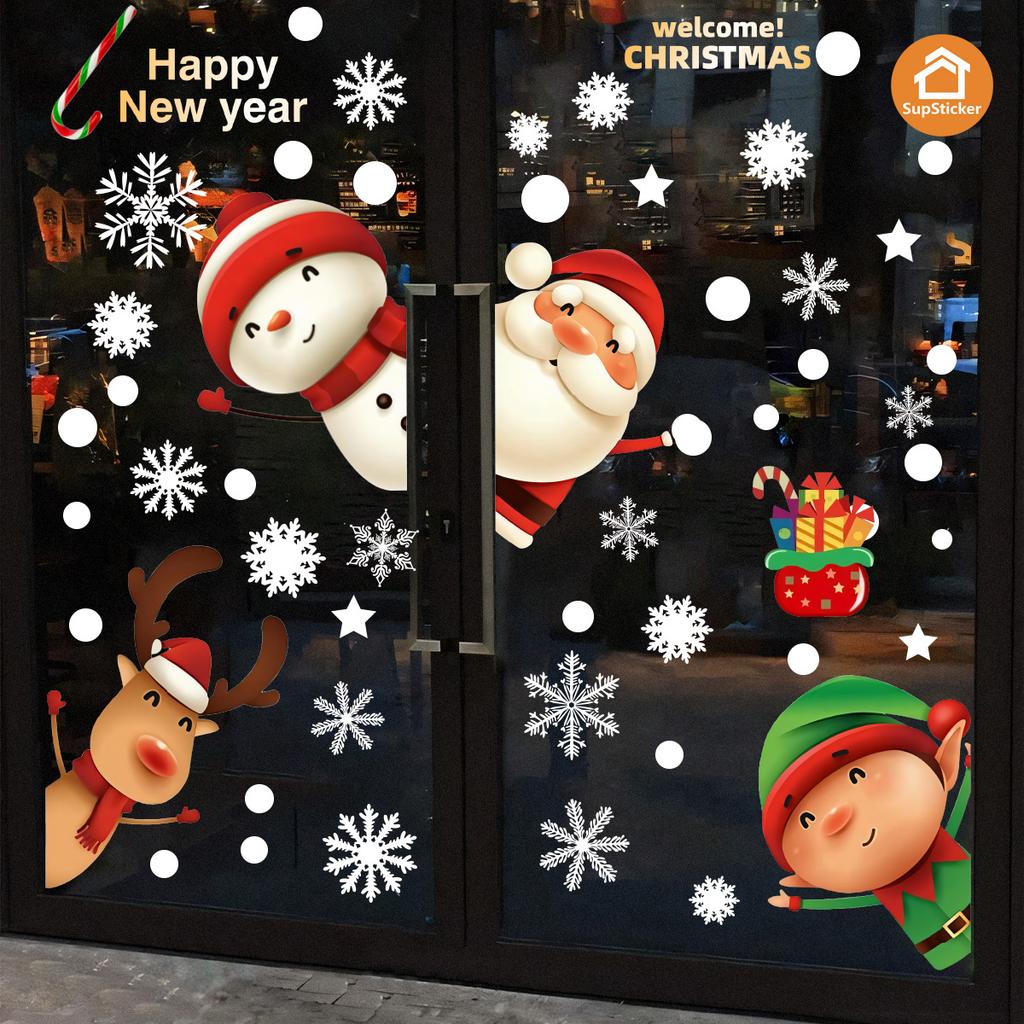 Christmas Self-Adhesive Glass Sticker Window Sticker Style Santa Decoration