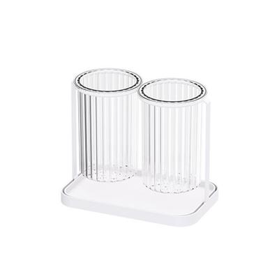 Good Household Modern Drainable 2-hole Cutlery Holder, White, 1 Piece, Korean Popular Tableware