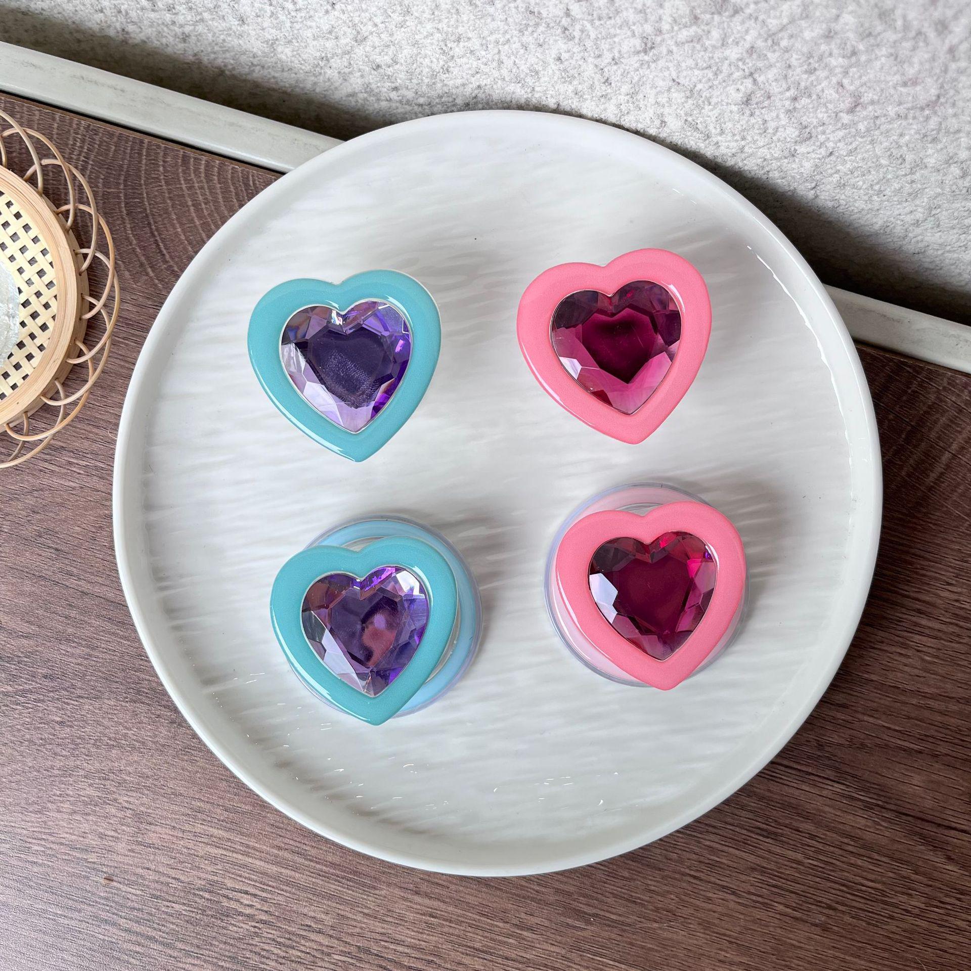 Colorful Heart Magnetic Telescopic Airbag Holder for Girly Desktop Heart Gem - Pink - Clear Stand