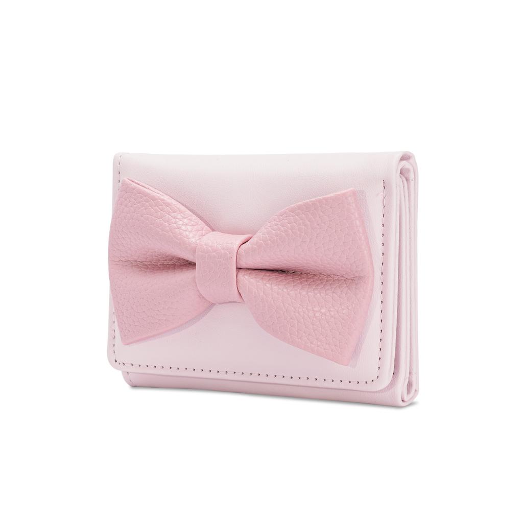 1pc Women Simple Solid Color Bow Decor Mini Tri-Fold Compact Wallet For Women Wallet Mini Wallet Purse Wallet Small Wallet cute