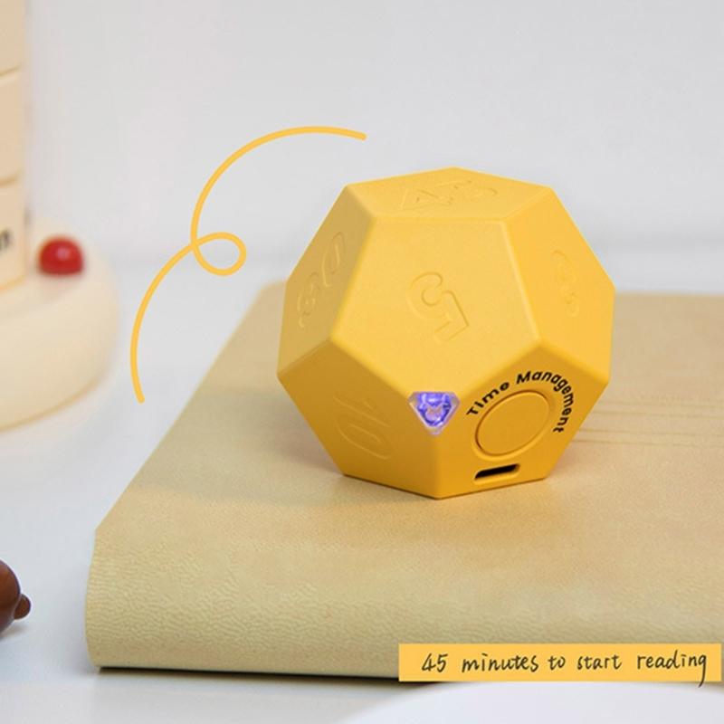 Flip Timer Cube-Kitchen Timers for Cooking Studying Working Sports White Yellow Vibrations-Flip Timers for Student
