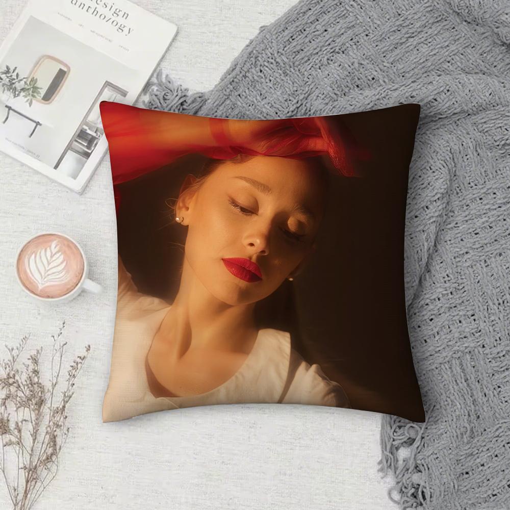 Singer A-Ariana G-Grande Hot Album Pillow Case Square Double-Sided Printing Short Plush Sofa Cushion Cover Bedroom  Pillow