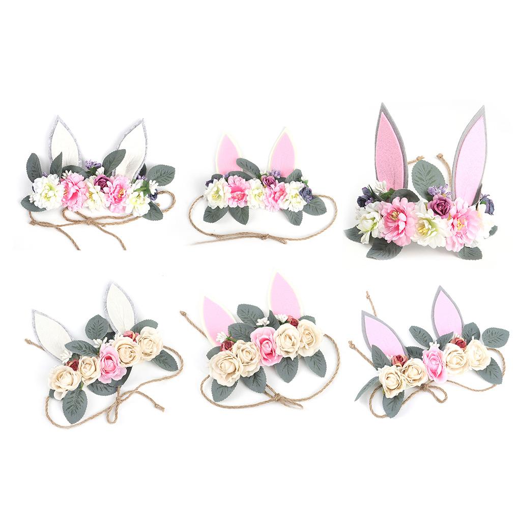 Headwear Garland Rabbit Ears Floral Flower Hair Accessories Baby Girl Headband