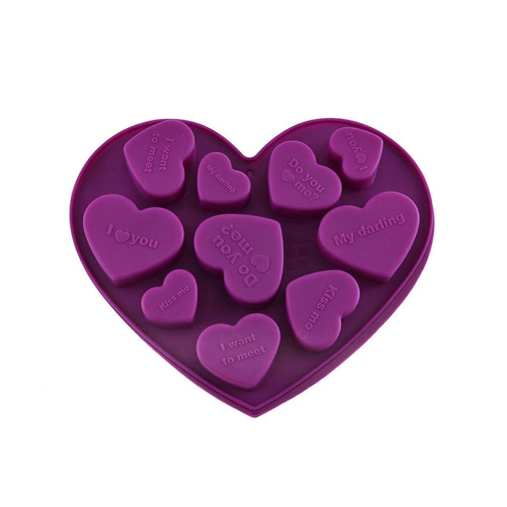 Siliconen World Silicone Chocolate Mold English Heart-shaped Cookie Fondant Cake Decorating Tools DIY Baking Molds Baking Pan