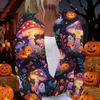 Women's Halloween Print Long Sleeve Knit Cardigan Button Up Sweater Coat Lightweight Comfortable Fit Seasonal Outerwear