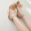 2025 Summer New  Luxury Rhinestones Flowers Women Sandals Sequined Ankle Strap Stiletto High Heels Female Shoes
