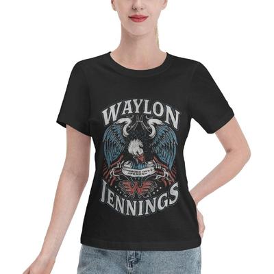Waylon Jennings Womens Short Sleeve T-Shirts Crew Neck Slim-Fit Loose Casual Summer